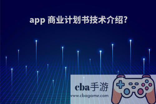 app 商业计划书技术介绍?