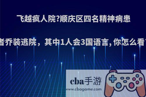 飞越疯人院?顺庆区四名精神病患者乔装逃院，其中1人会3国语言, 你怎么看?