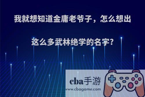 我就想知道金庸老爷子，怎么想出这么多武林绝学的名字?