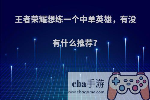 王者荣耀想练一个中单英雄，有没有什么推荐?