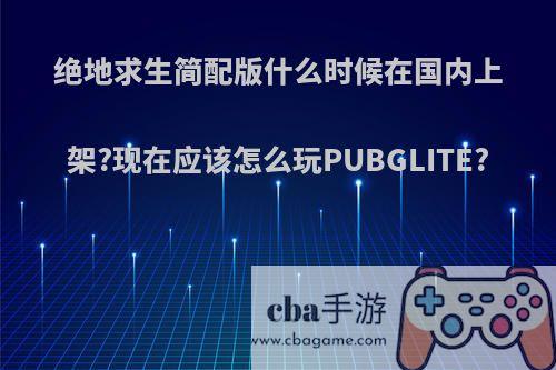 绝地求生简配版什么时候在国内上架?现在应该怎么玩PUBGLITE?