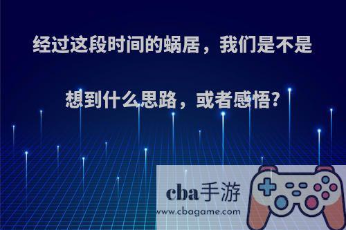 经过这段时间的蜗居，我们是不是想到什么思路，或者感悟?
