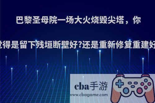 巴黎圣母院一场大火烧毁尖塔，你觉得是留下残垣断壁好?还是重新修复重建好?