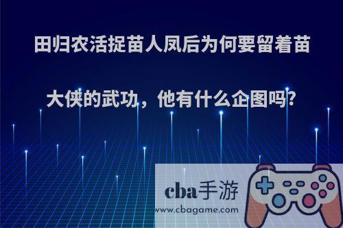 田归农活捉苗人凤后为何要留着苗大侠的武功，他有什么企图吗?
